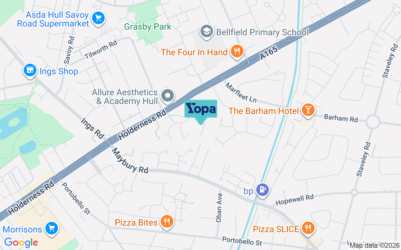 Map showing the location of HU9 4AE