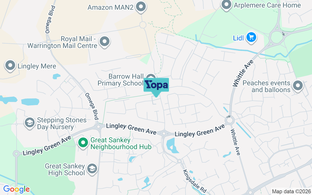 Map showing the location of WA5 3XZ