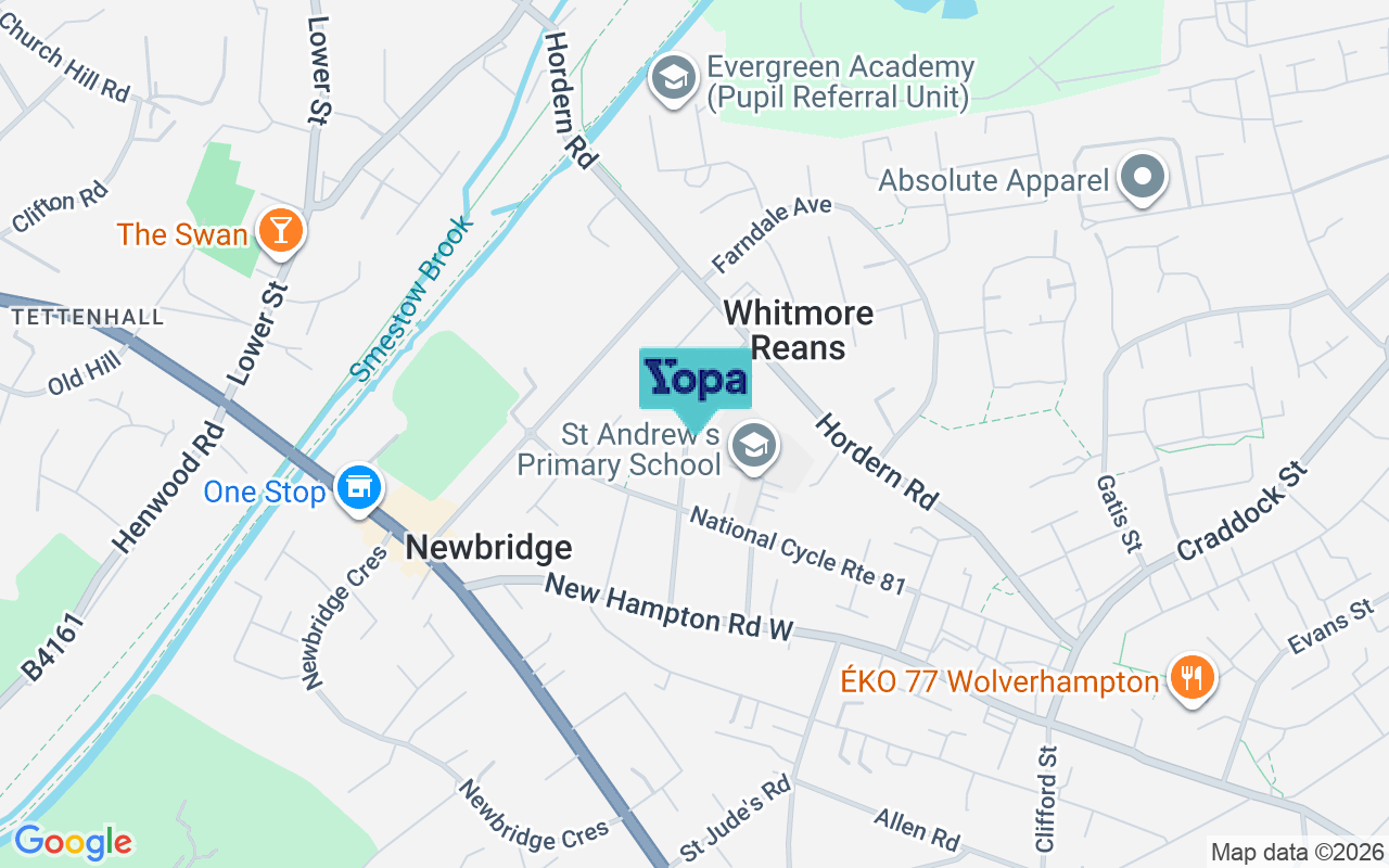 Map showing the location of WV6 0JN
