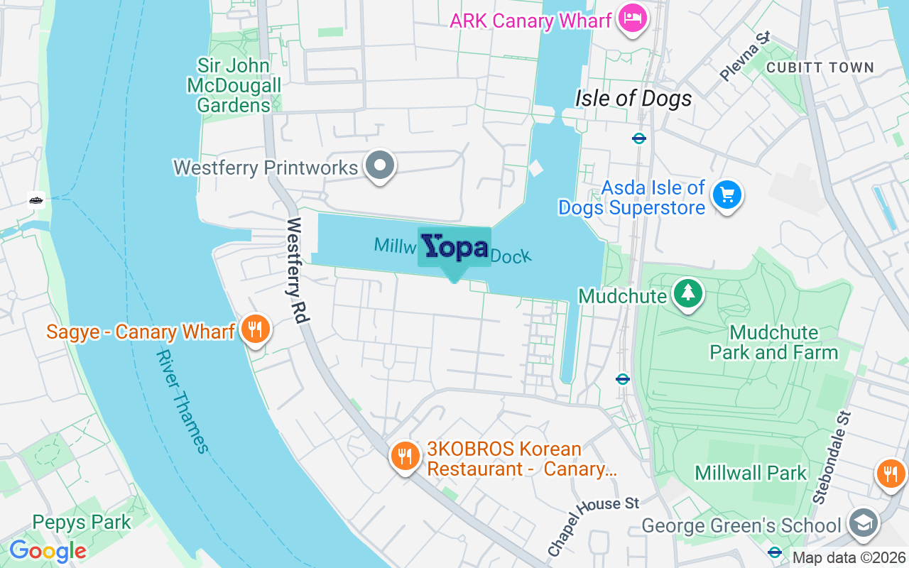 Map showing the location of E14 9UU