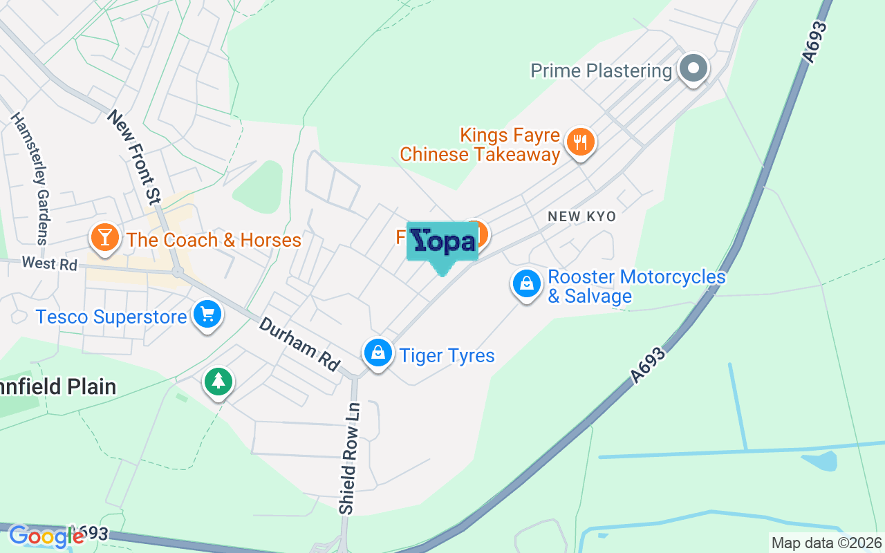 Map showing the location of DH9 7UB