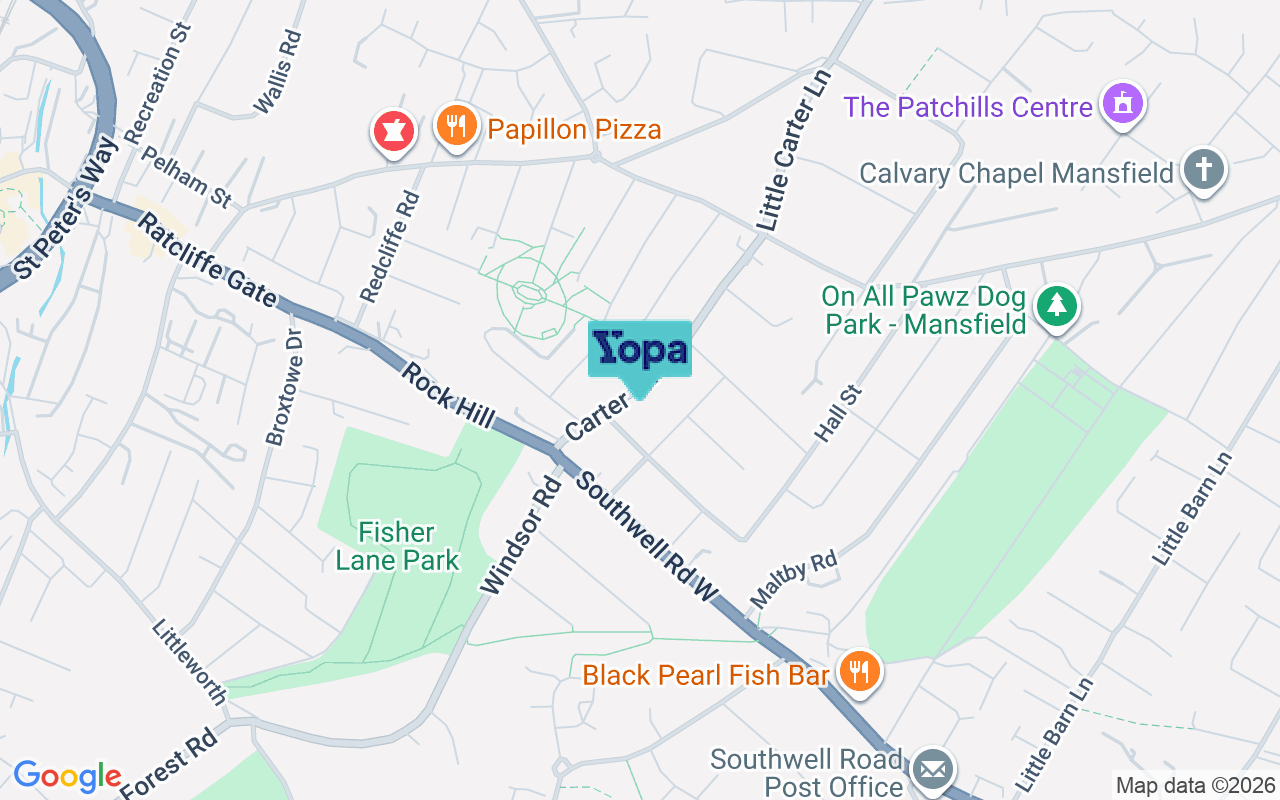 Map showing the location of NG18 3DQ