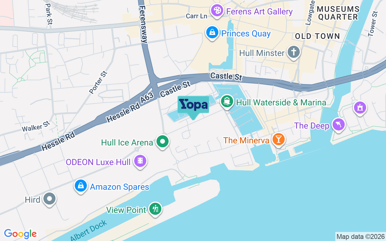 Map showing the location of HU1 2ES