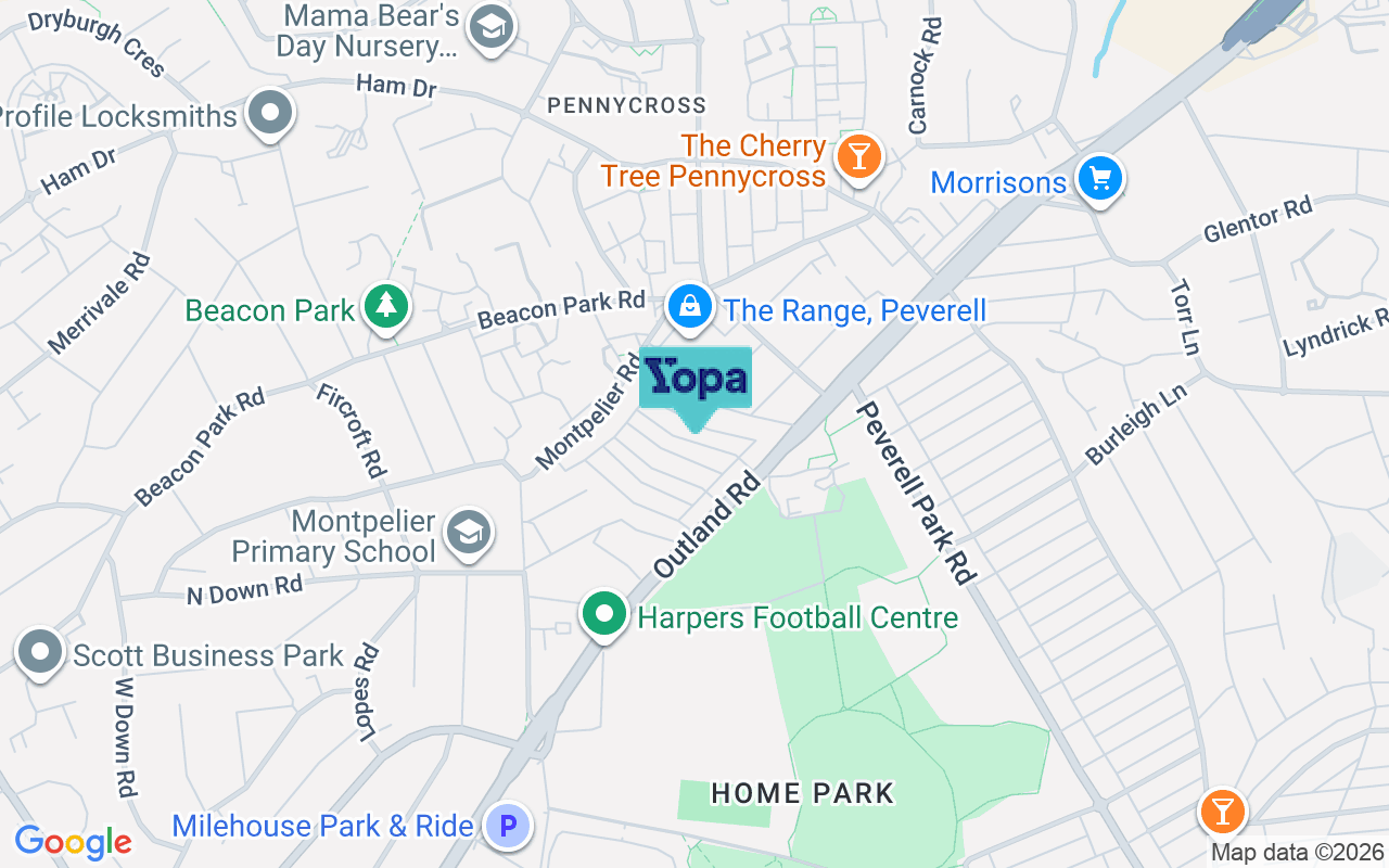 Map showing the location of PL2 3QG