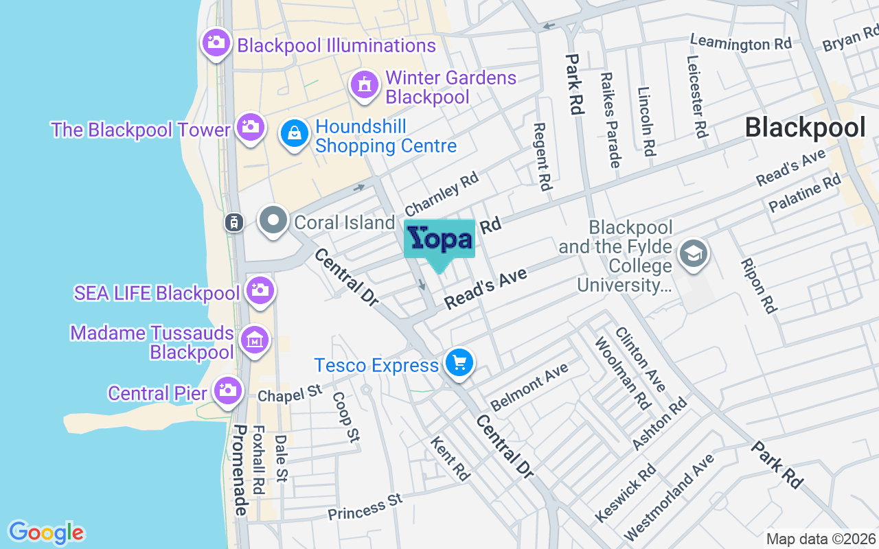 Map showing the location of FY1 4QR