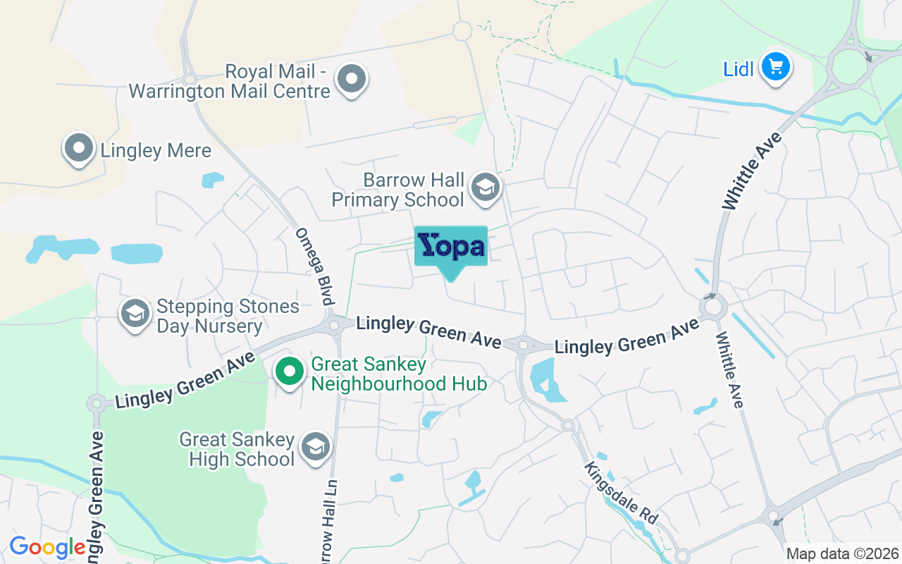 Map showing the location of WA5 3XY