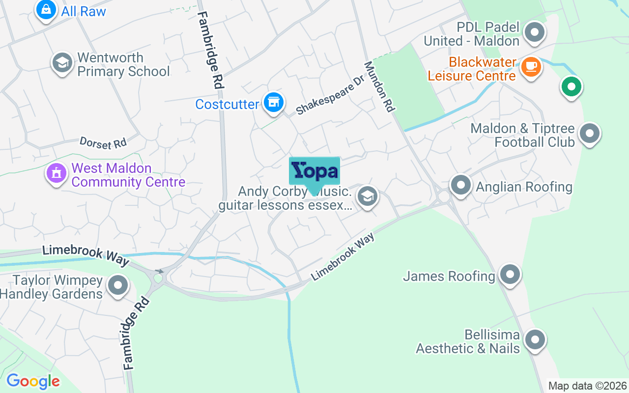 Map showing the location of CM9 6YX