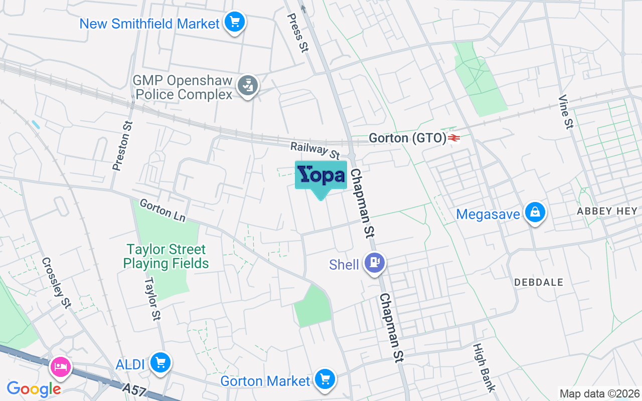 Map showing the location of M18 8NW