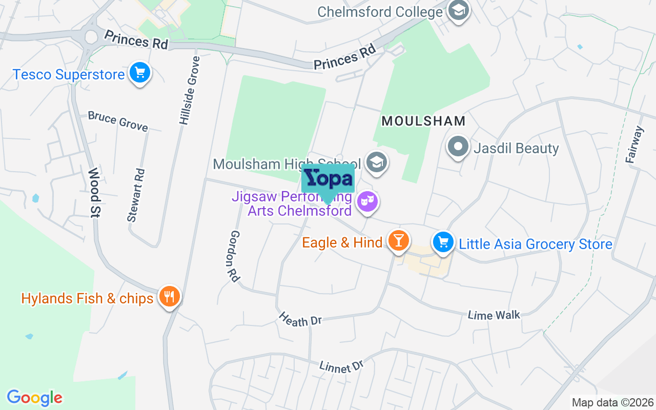 Map showing the location of CM2 9DR