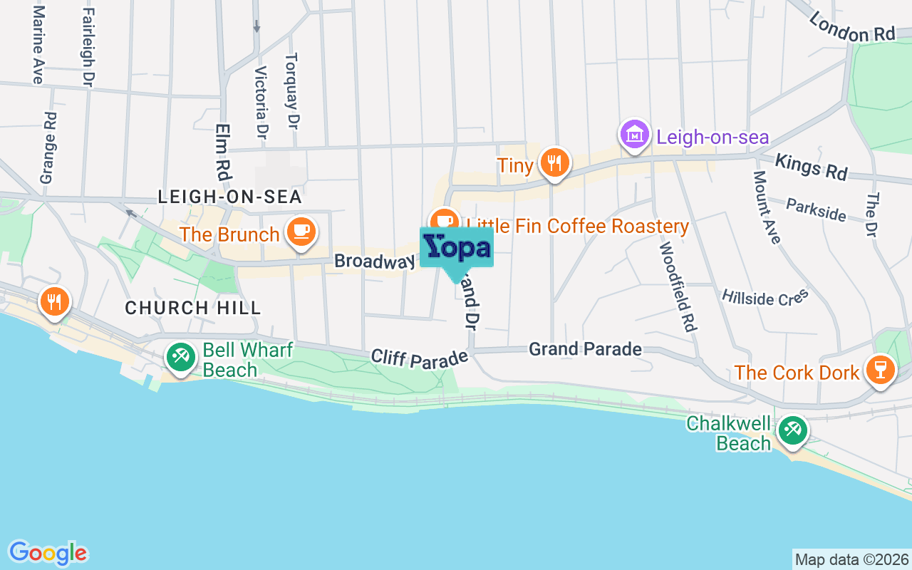 Map showing the location of SS9 1BQ