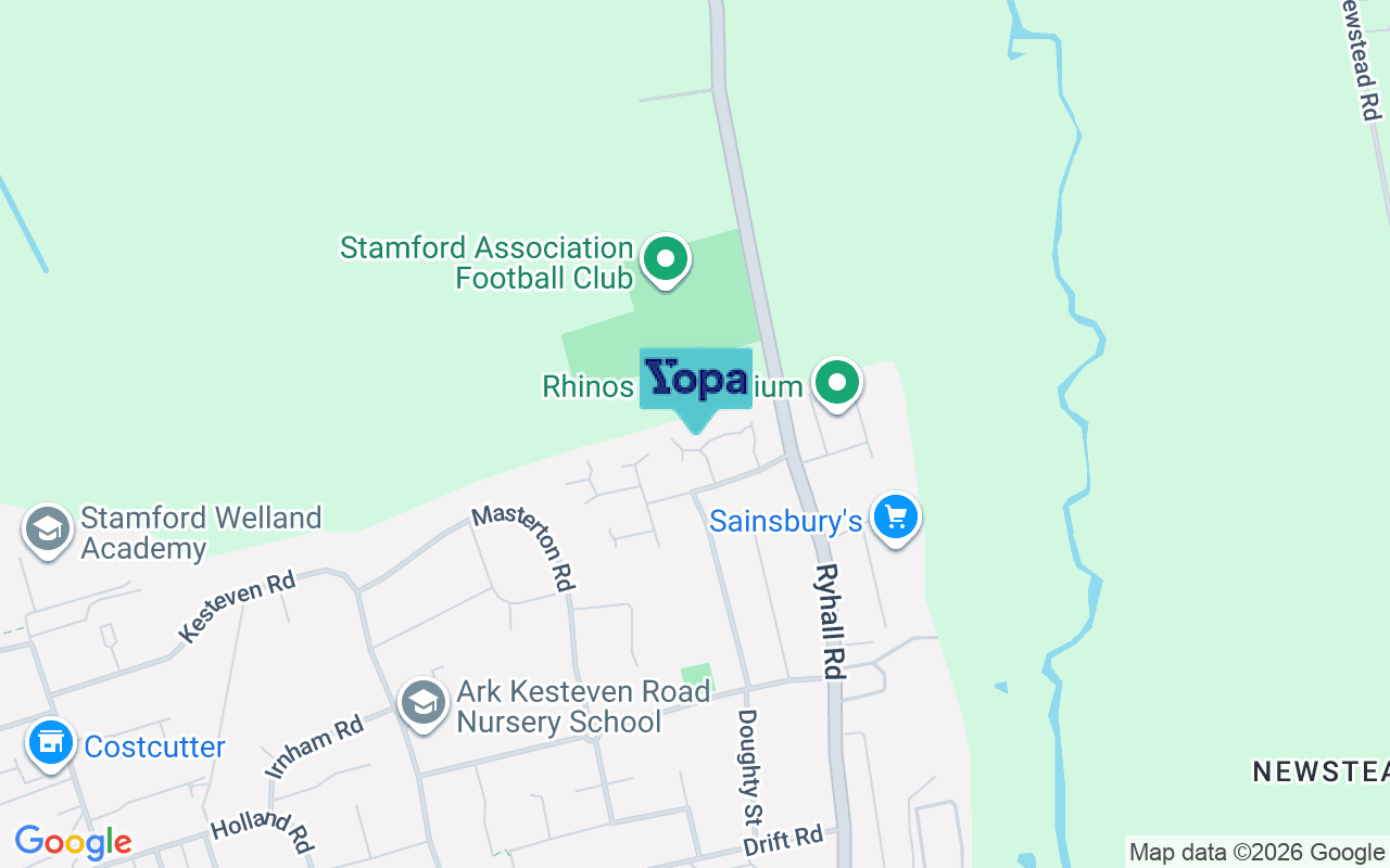 Map showing the location of PE9 1DT
