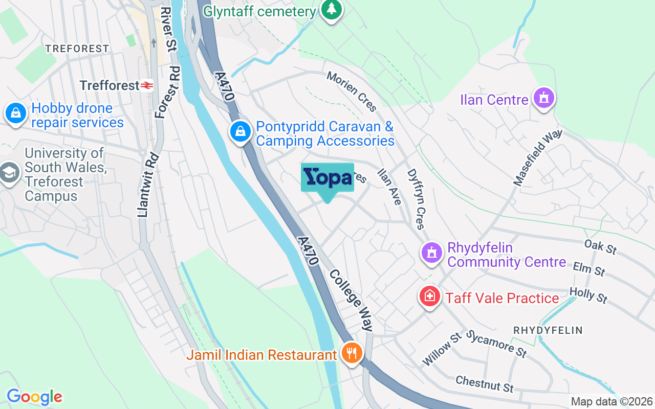 Map showing the location of CF37 5PD