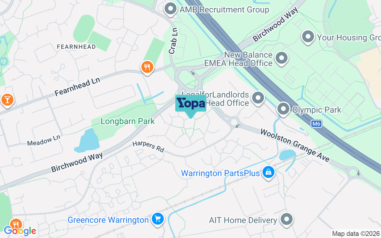 Map showing the location of WA2 0PH