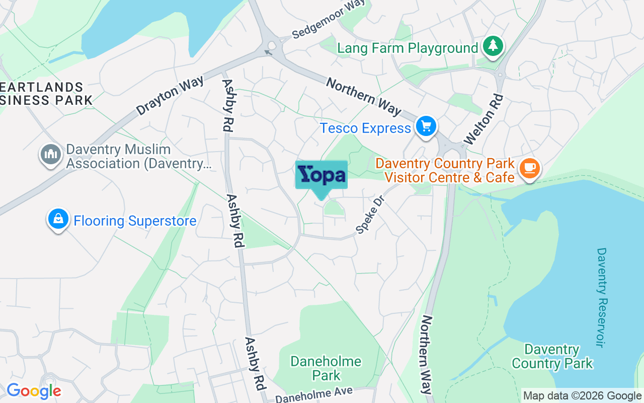 Map showing the location of NN11 0TP