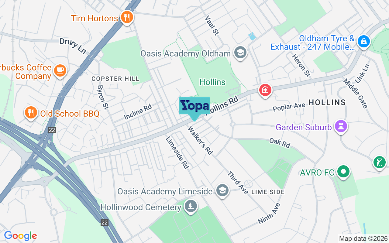 Map showing the location of OL8 3TA