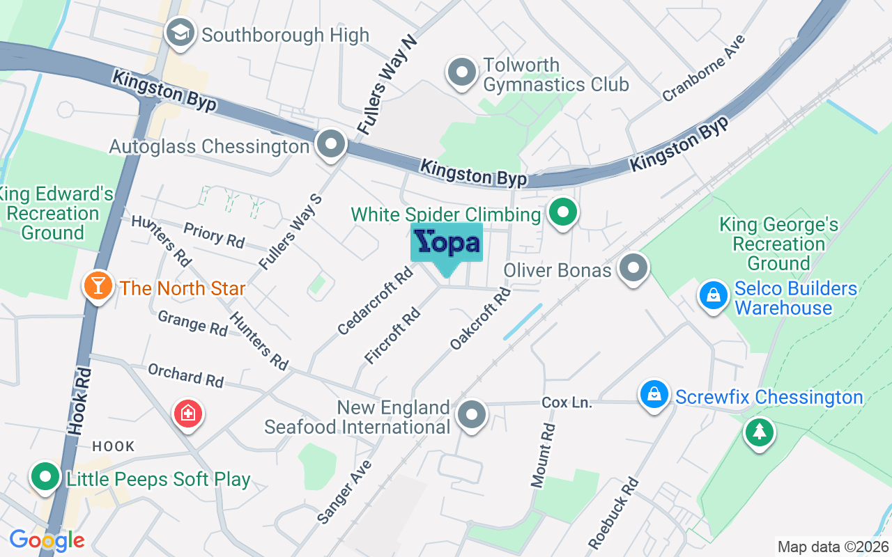 Map showing the location of KT9 1RJ