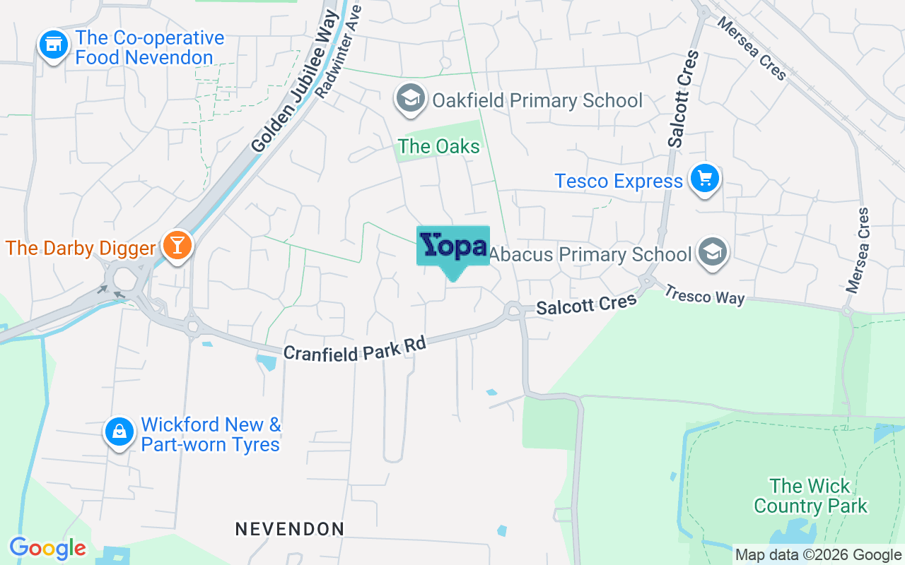 Map showing the location of SS12 9QH