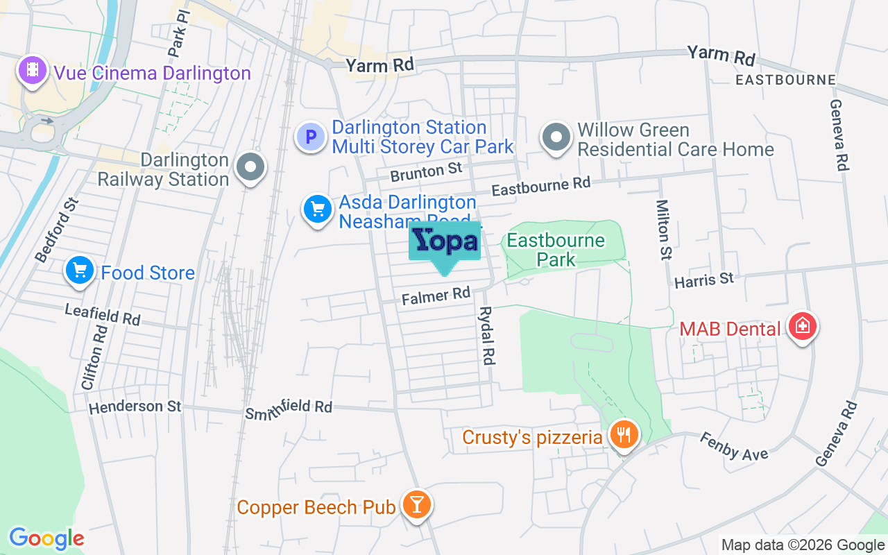 Map showing the location of DL1 4AX