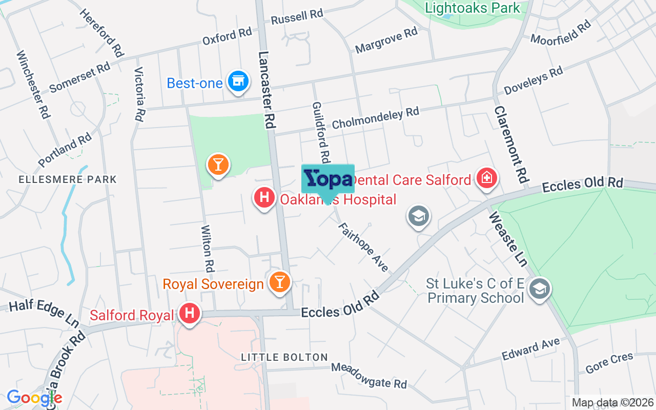 Map showing the location of M6 8AY