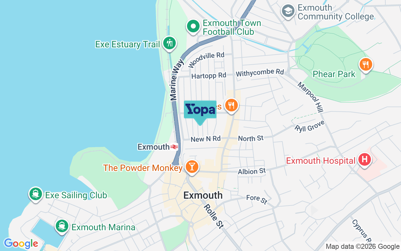 Map showing the location of EX8 1SJ