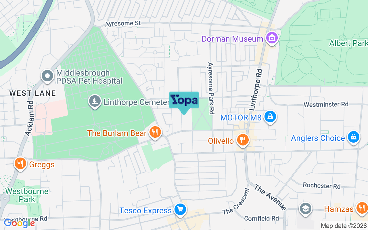 Map showing the location of TS5 6EW