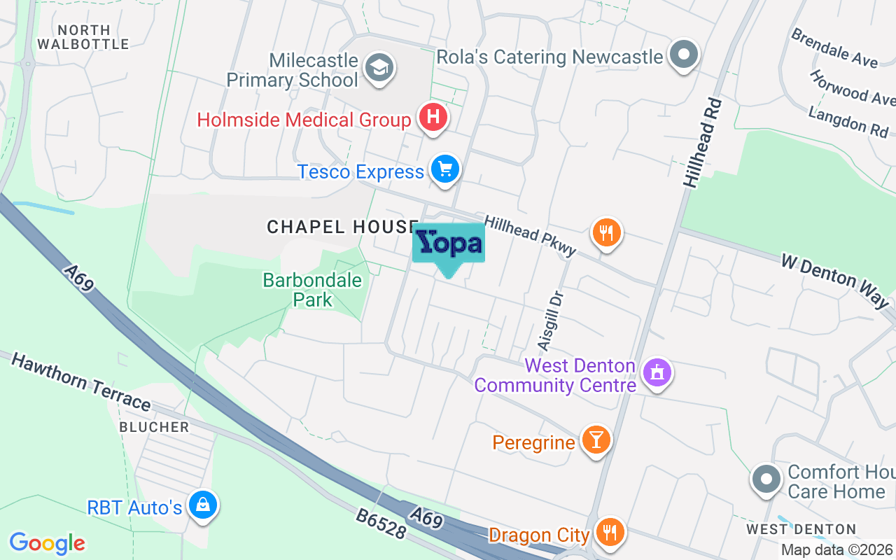 Map showing the location of NE5 1DY