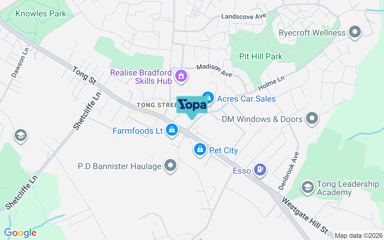 Map showing the location of BD4 0QA