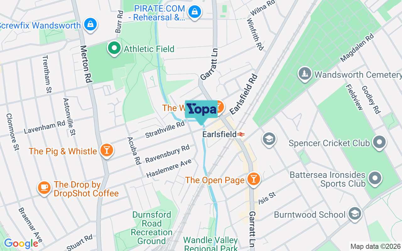 Map showing the location of SW18 4PZ