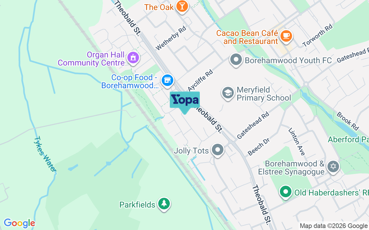Map showing the location of WD6 4NR