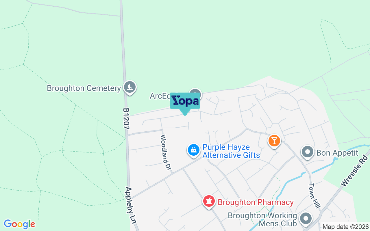 Map showing the location of DN20 0BA