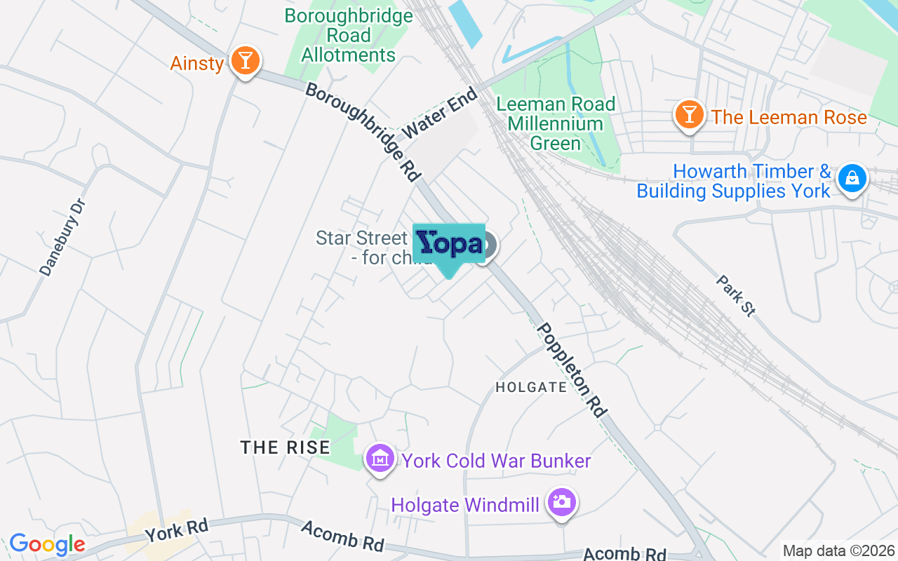 Map showing the location of YO26 4RZ
