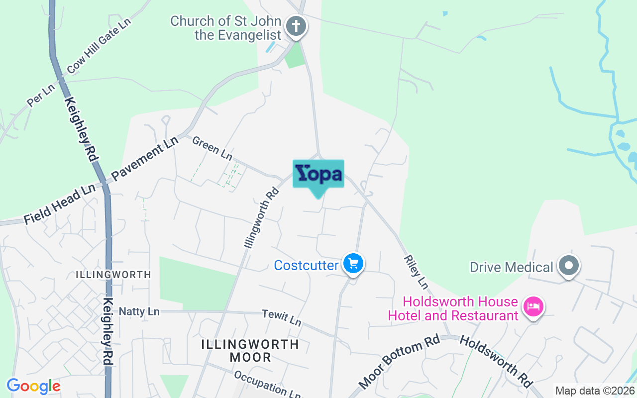 Map showing the location of HX2 9QG