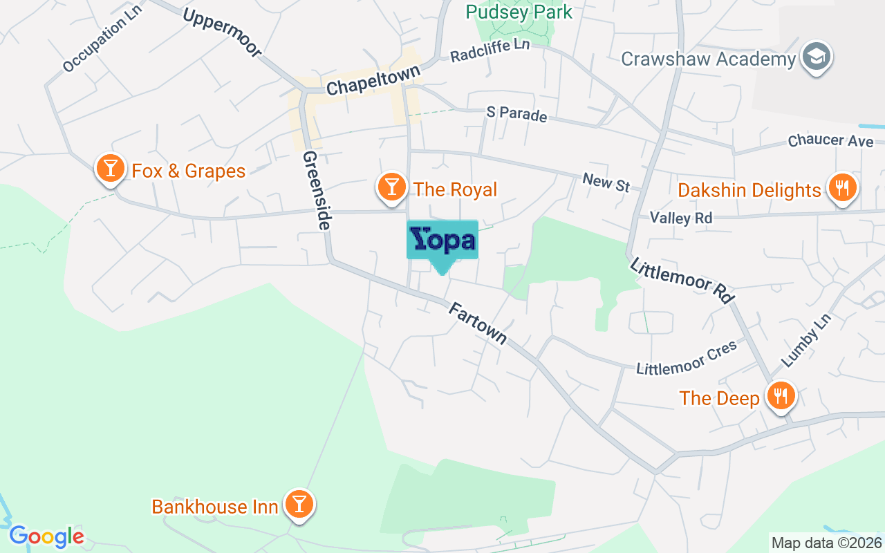 Map showing the location of LS28 8QY
