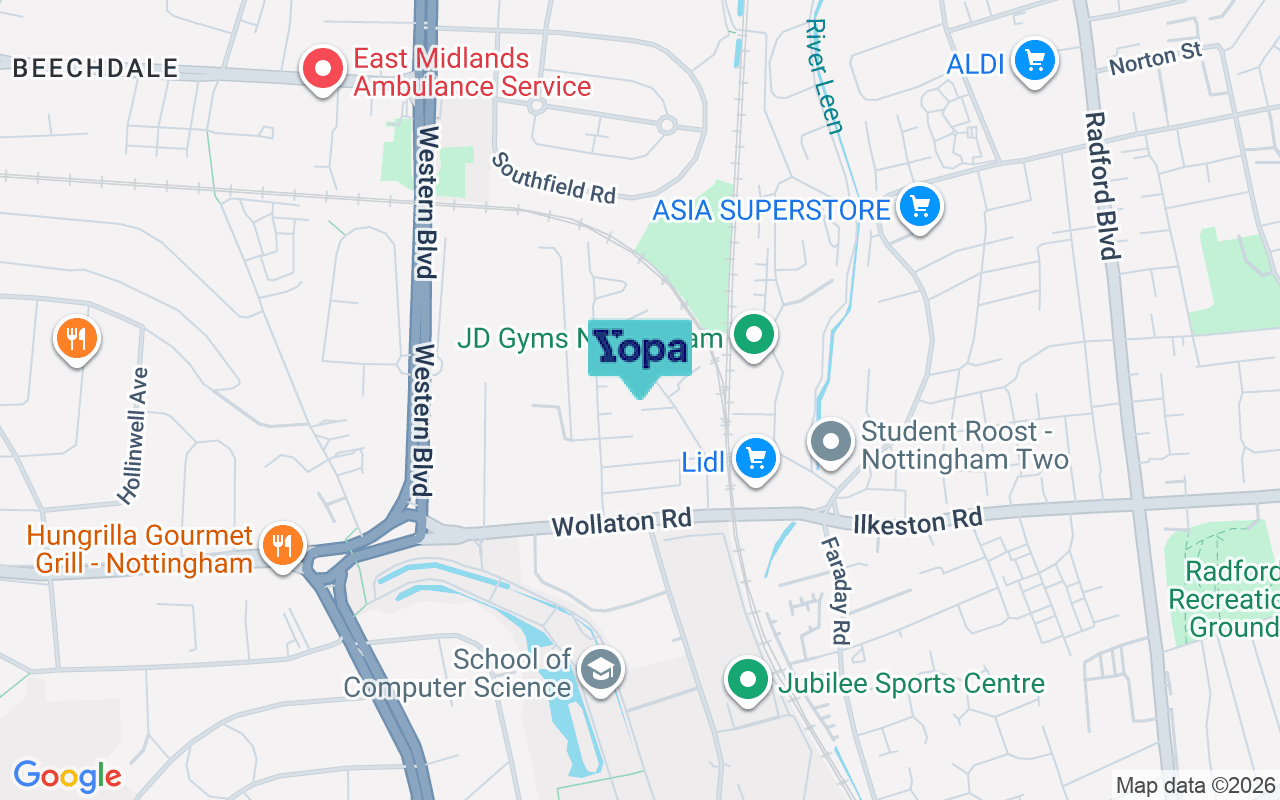 Map showing the location of NG8 1PZ