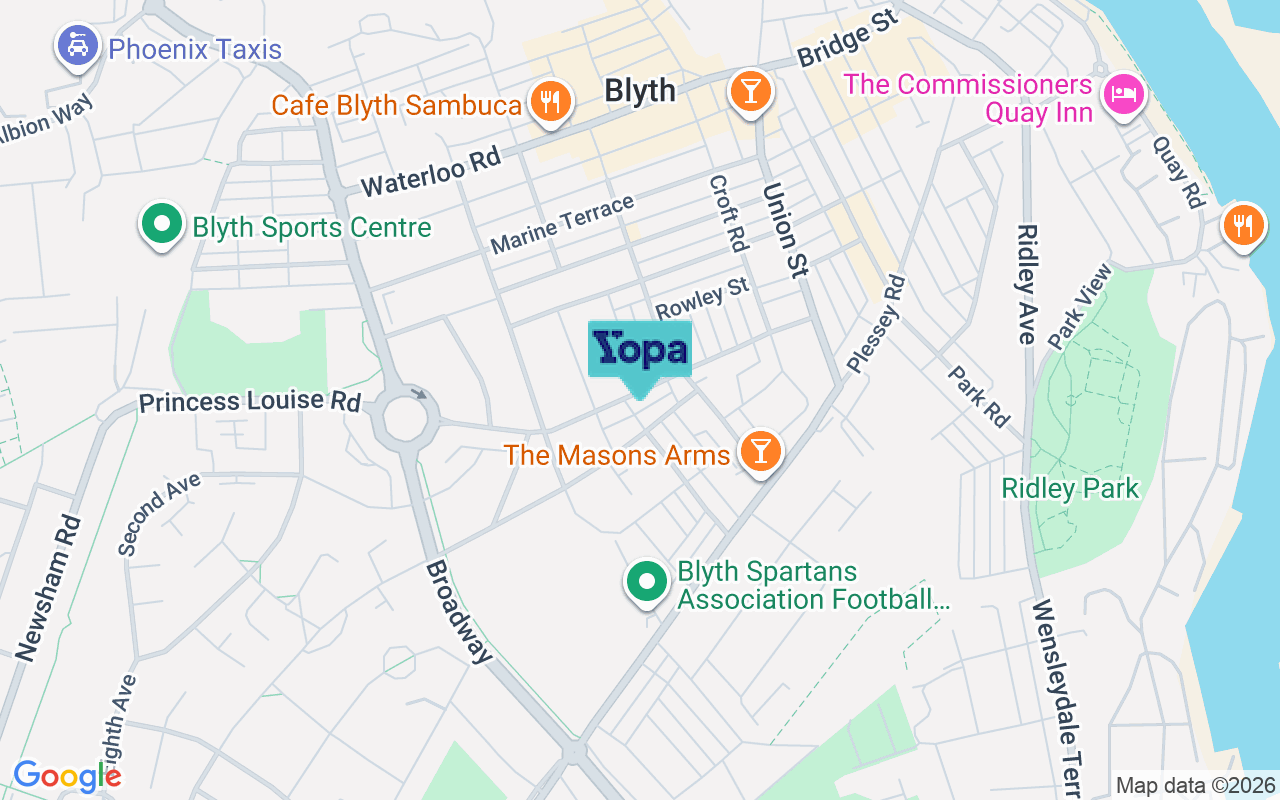 Map showing the location of NE24 2EZ