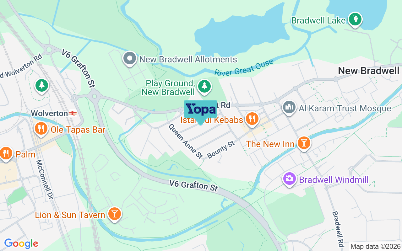 Map showing the location of MK13 0BD