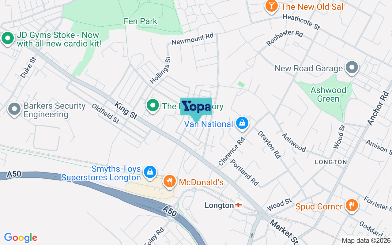 Map showing the location of ST4 3EA