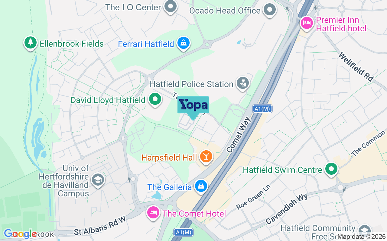 Map showing the location of AL10 9GX