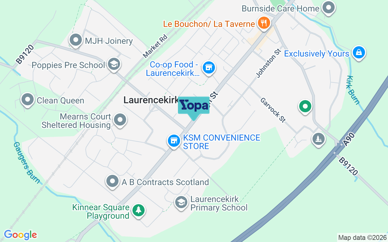 Map showing the location of AB30 1BN