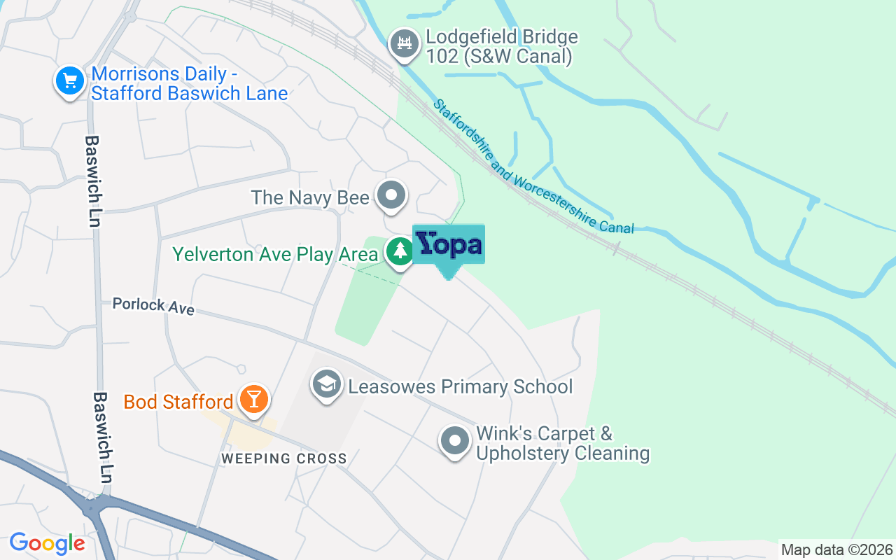Map showing the location of ST17 0JG