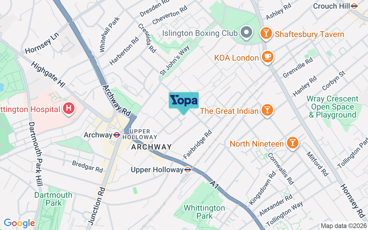Map showing the location of N19 4AS