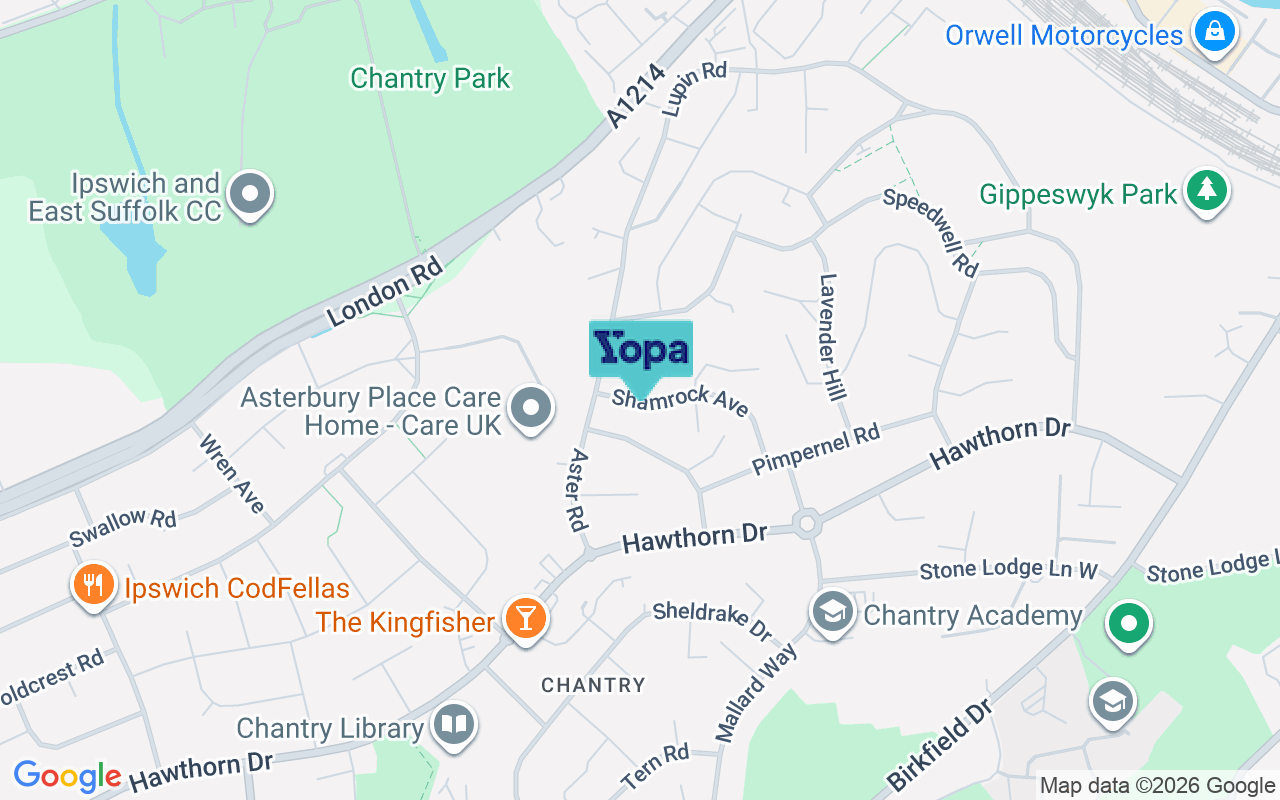 Map showing the location of IP2 0NN