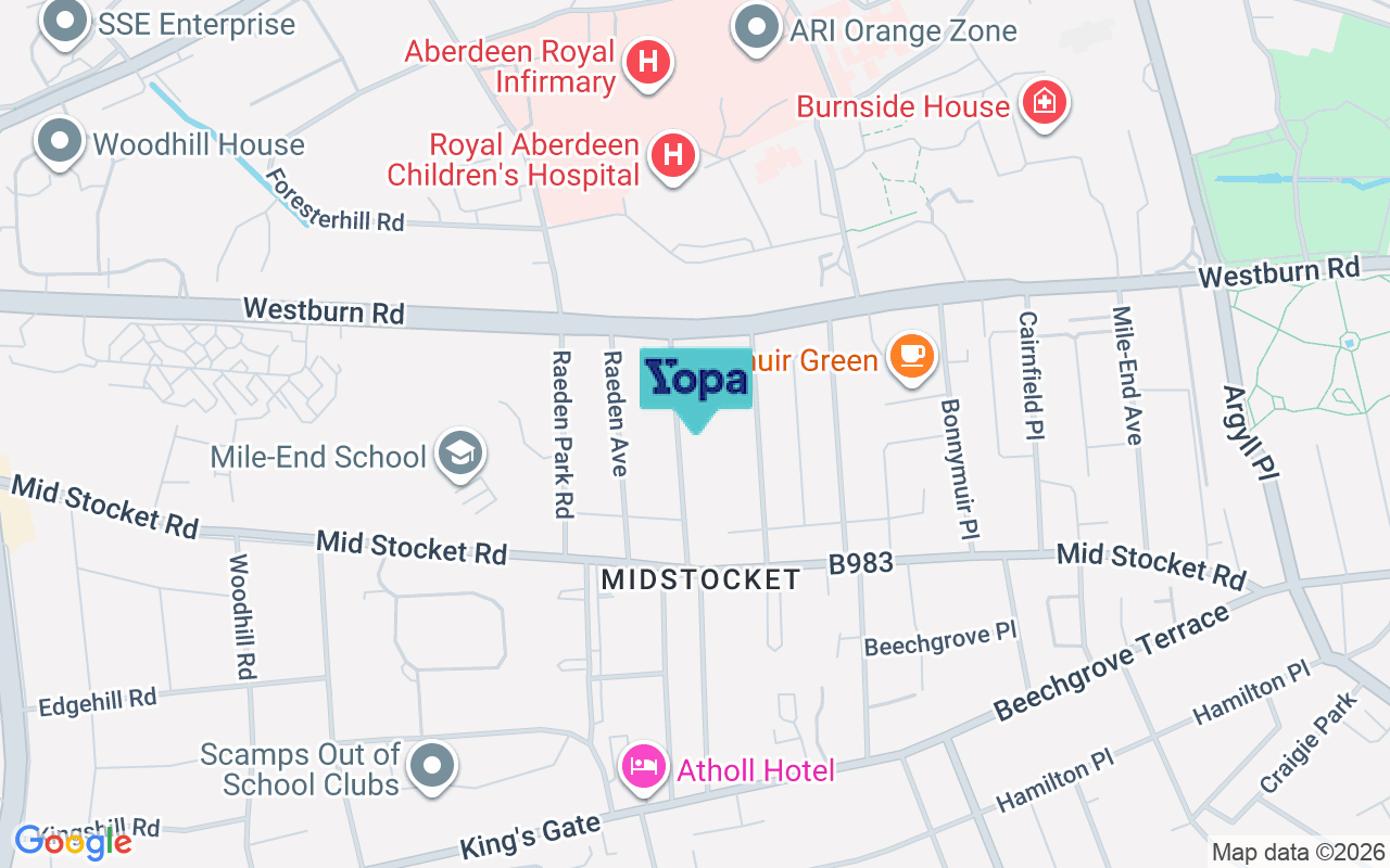 Map showing the location of AB15 5NZ