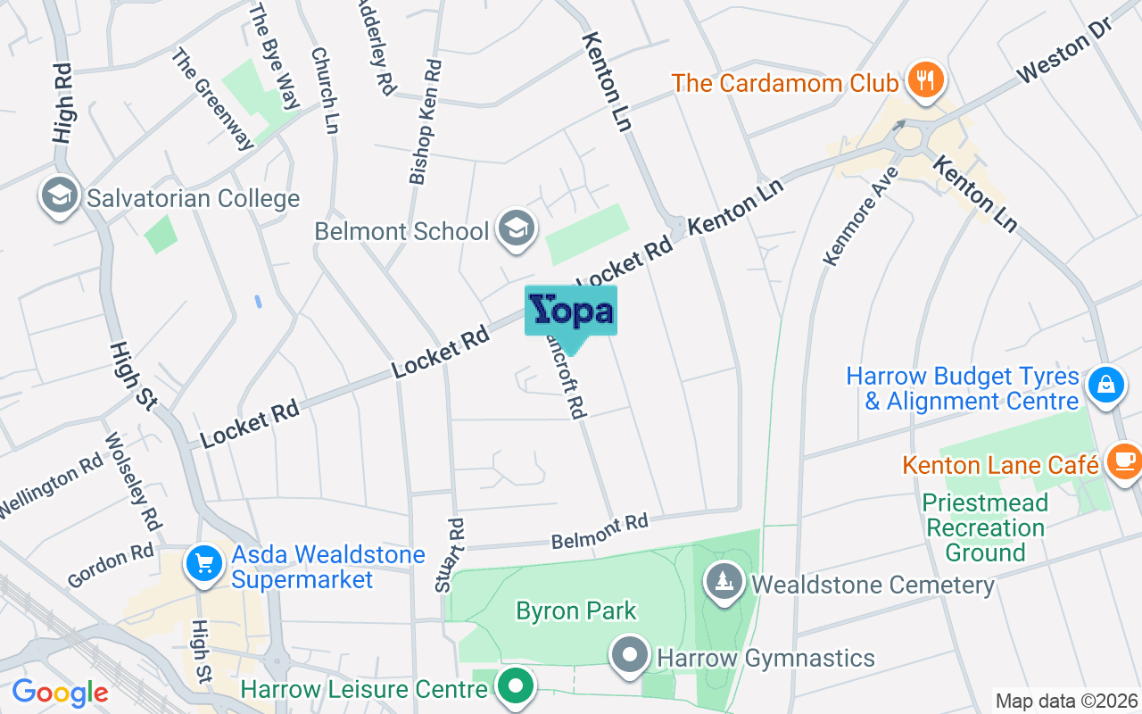 Map showing the location of HA3 7NX