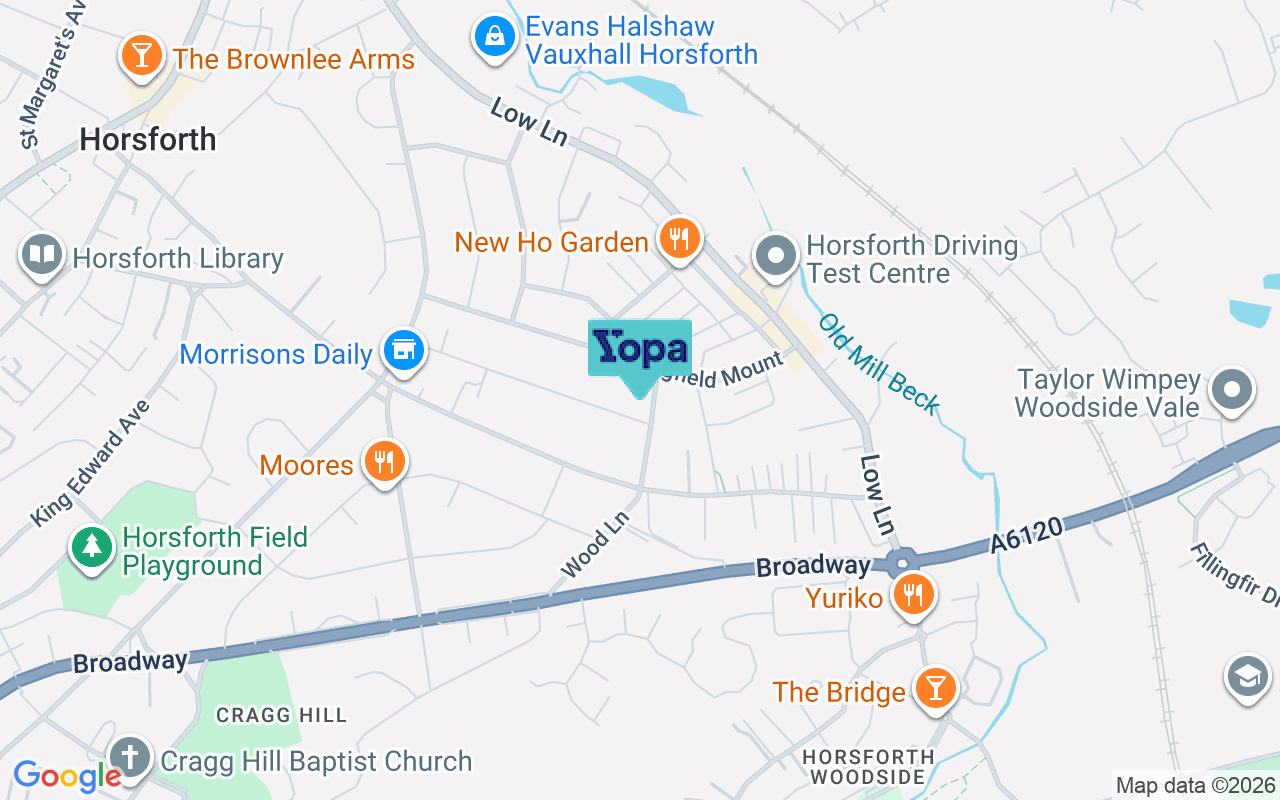 Map showing the location of LS18 5DT