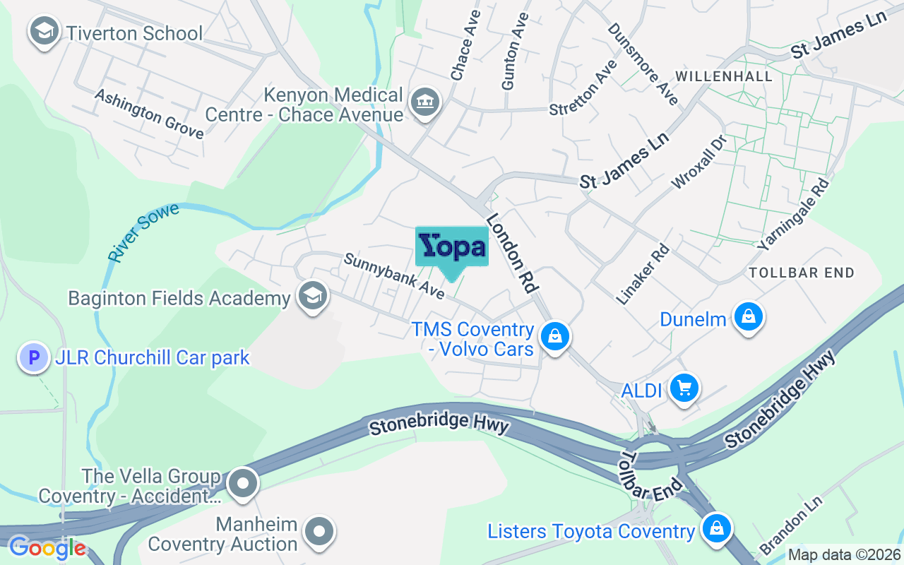 Map showing the location of CV3 4DQ