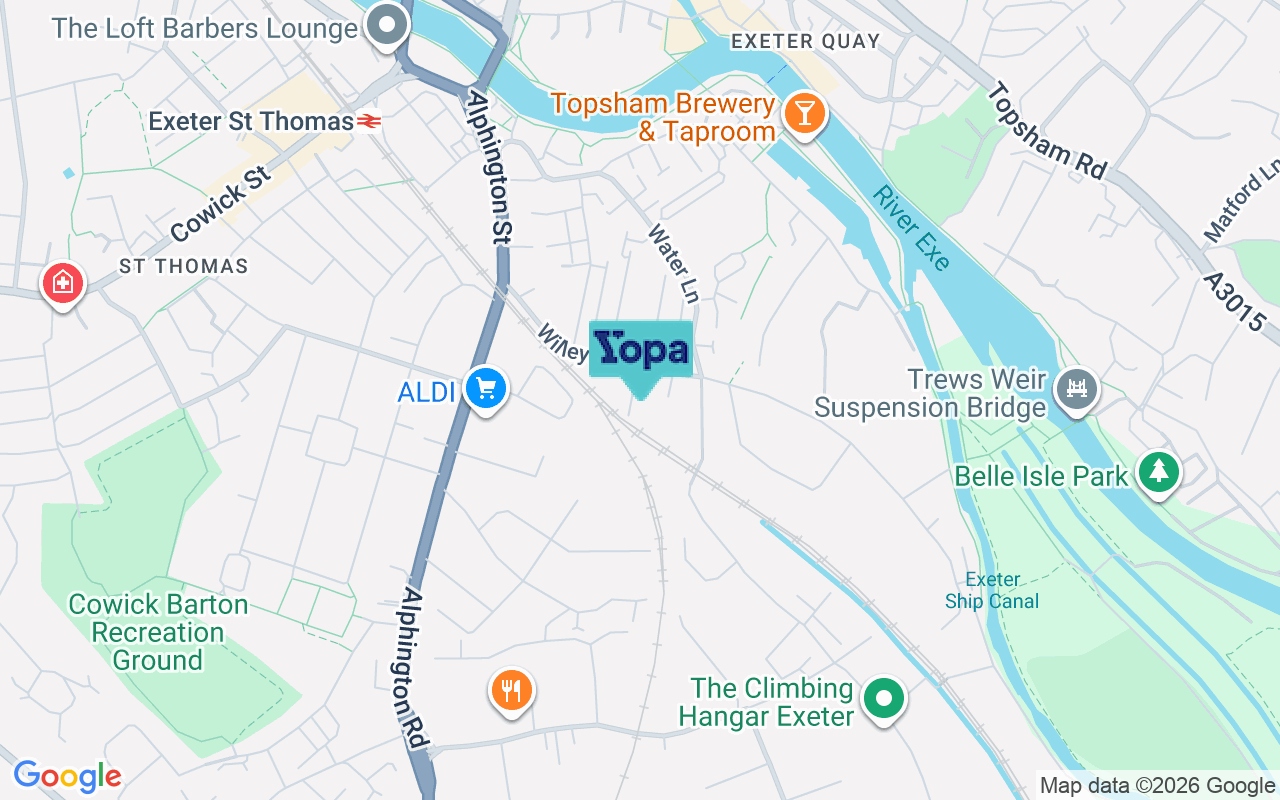 Map showing the location of EX2 8EN