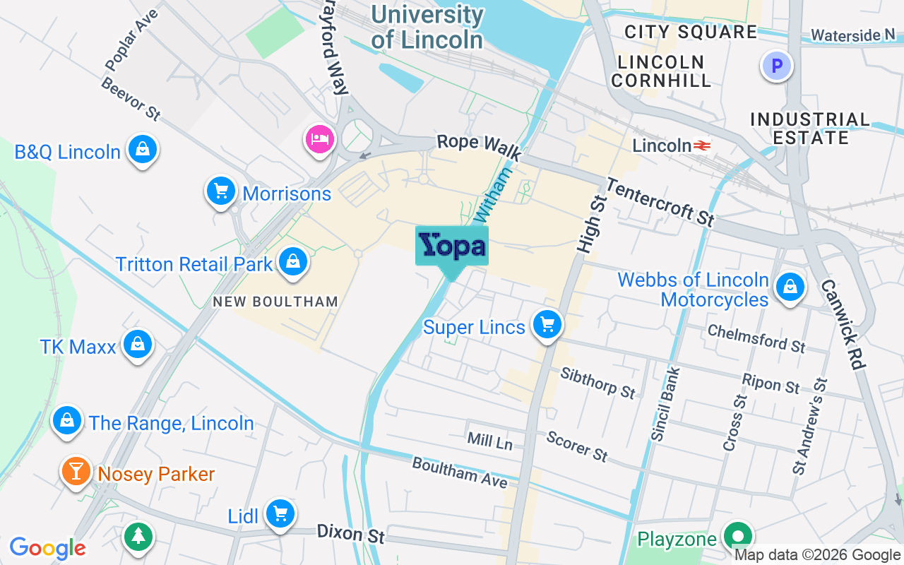 Map showing the location of LN5 7PB