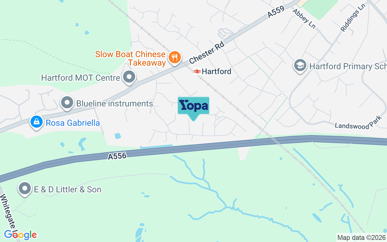Map showing the location of CW8 2FG