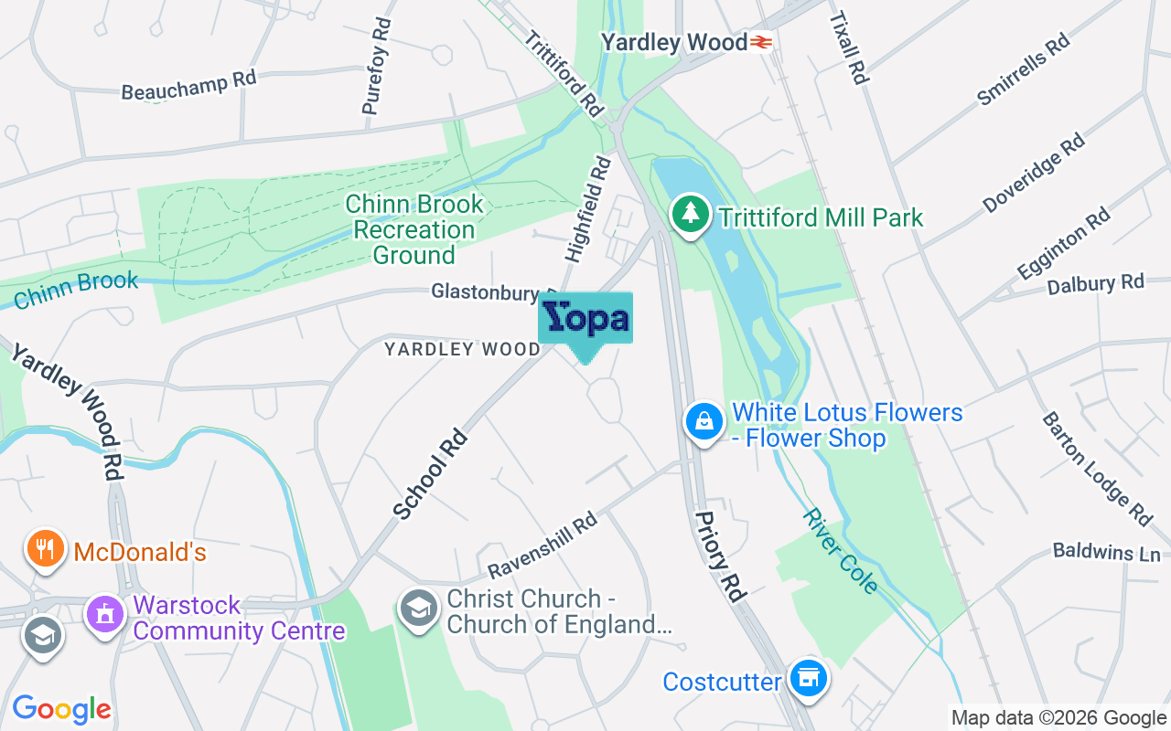 Map showing the location of B14 4ET